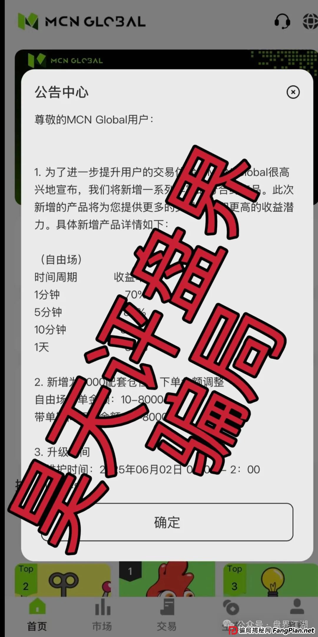 MCN EX合约跟单资金盘骗局,原MCN Global合约改名后的重启盘又冒充新盘割