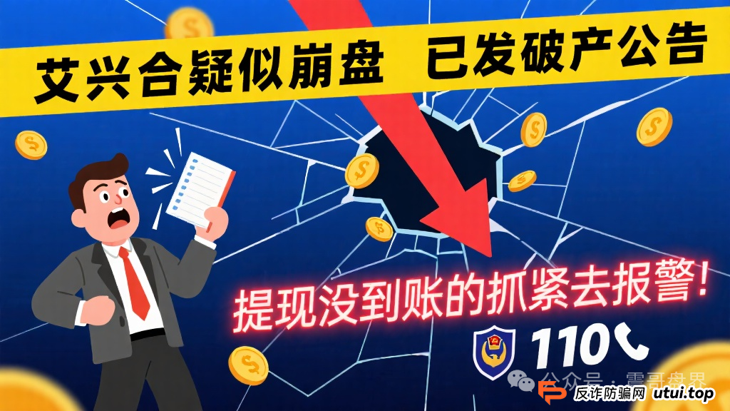 艾兴合疑似崩盘,已发破产公告,提现没到账的抓紧去报警!(1) 艾兴合疑似崩盘,已发破产公告,提现没到账的抓紧去报警!(1)