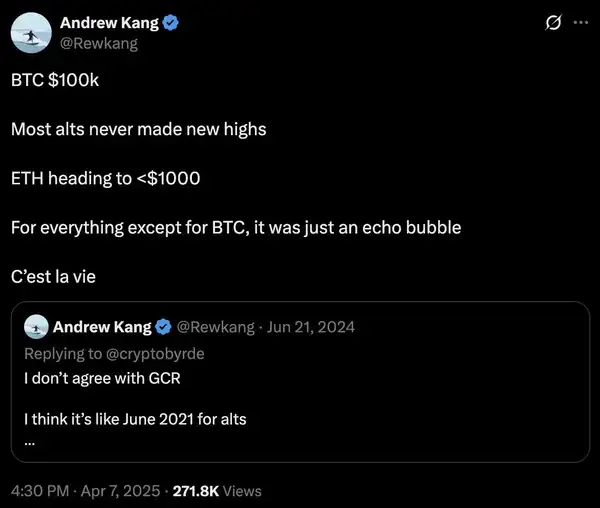 Andrew Kang直言不讳：华尔街大佬Tom Lee的ETH理论竟是“最愚蠢”！(1)