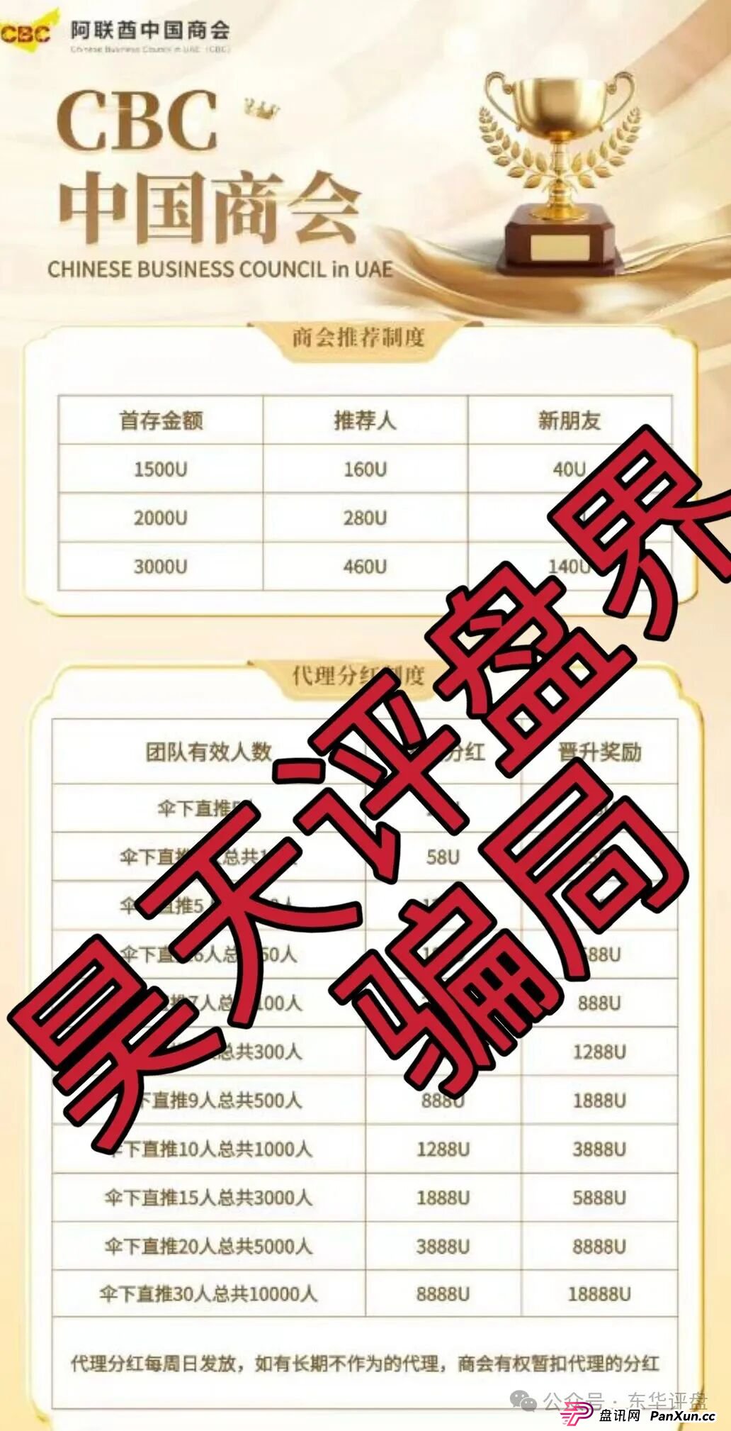 阿联酋中国商会CBC跟单类资金盘骗局,官方出面打假,大量单割会员,