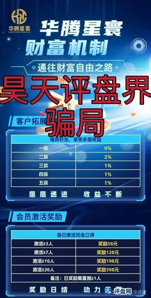 华腾星寰分红类资金盘骗局,单割了2千多名会员,典型的杀猪盘,高度预警,即将崩盘跑路!(3) 华腾星寰分红类资金盘骗局,单割了2千多名会员,典型的杀猪盘,高度预警,即将崩盘跑路!(3)